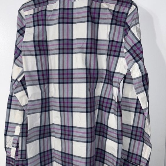 Express Shirt Mens Medium Purple Plaid Button down Long Sleeve Extra Slim Fit - Picture 5 of 5